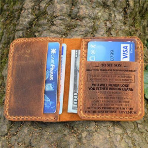 Mum To Son -You Will Never Lose- Leather Bifold Wallet