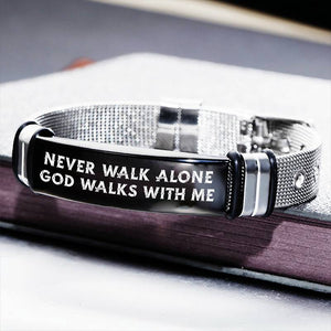 God Walks with Me - Stainless Steel Bracelet