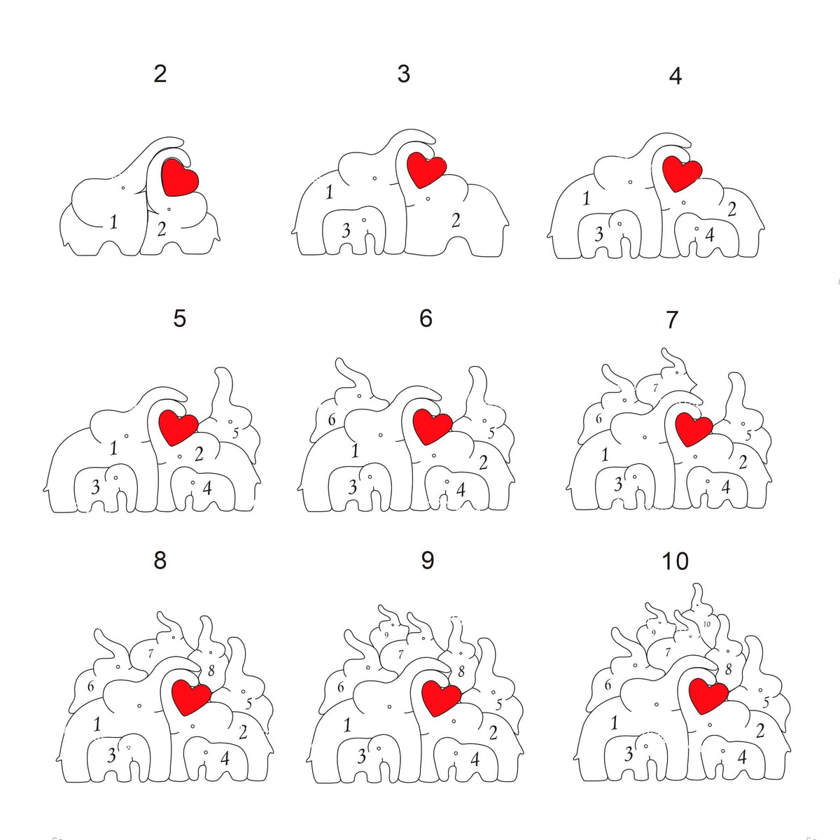 Personalized Elephant Family Wooden Art Puzzle, Gift For Family