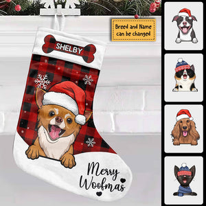 Meowy Christmas & Merry Woofmas - Christmas Dogs & Smiling Cats - Personalized Christmas Stocking
