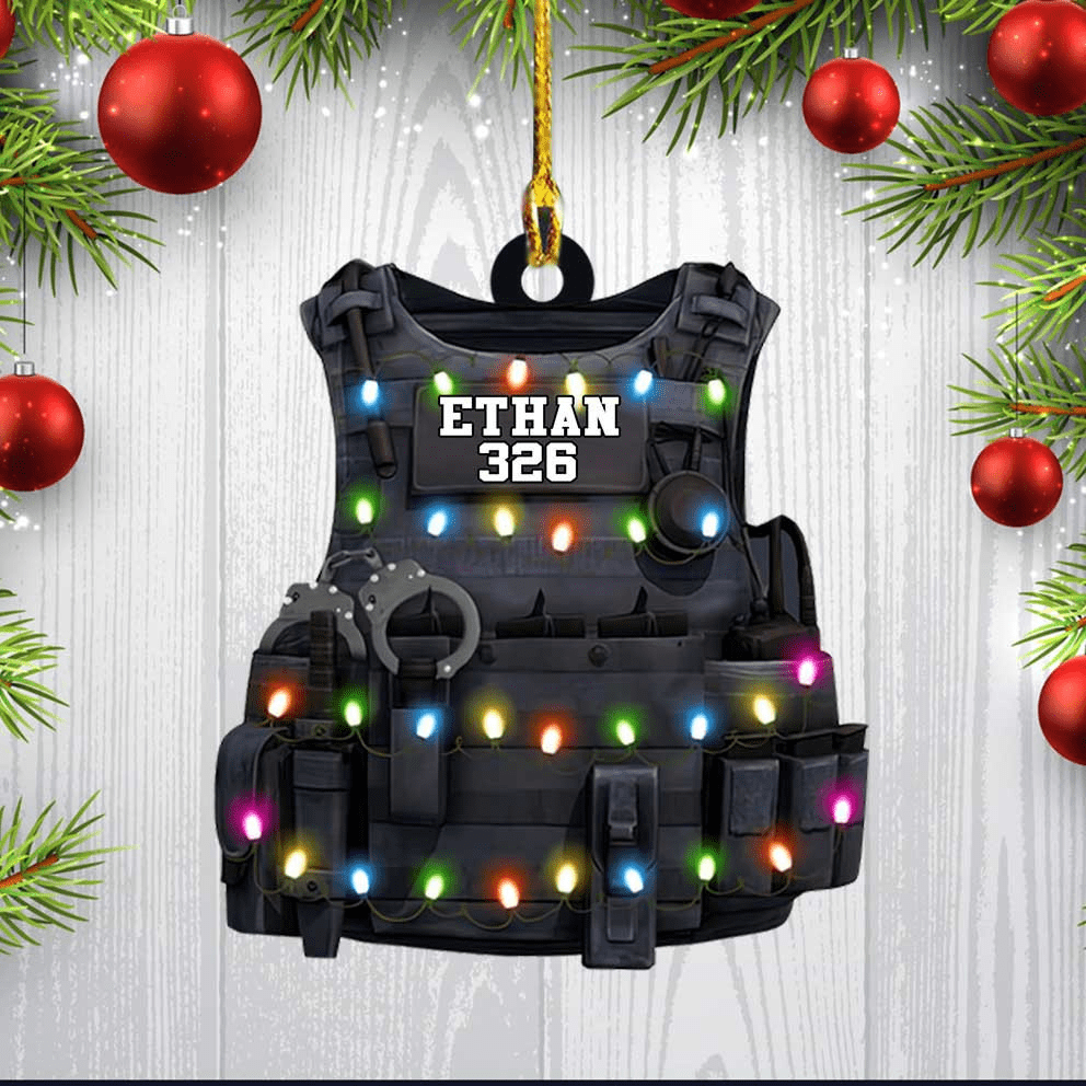 Personalized Police Uniform Christmas Ornament