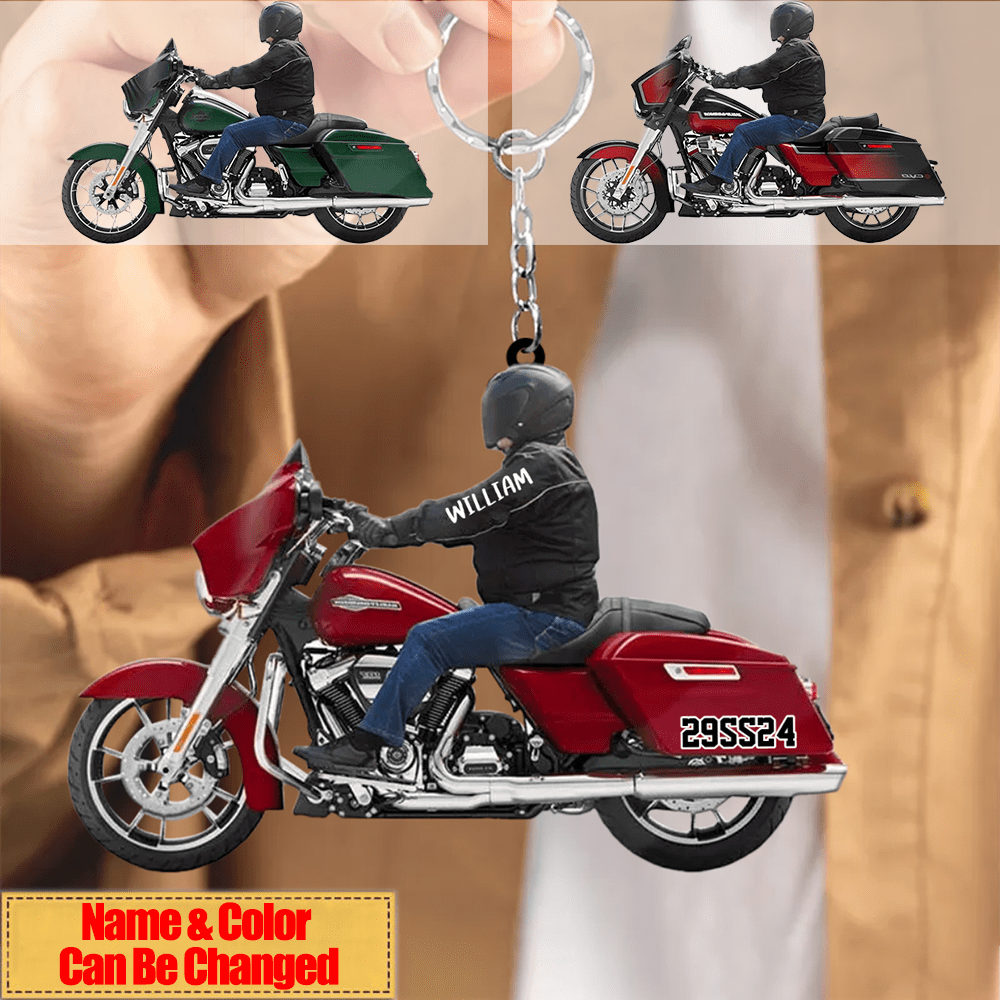 Personalized Biker Street Glide Motorcycle Keychain