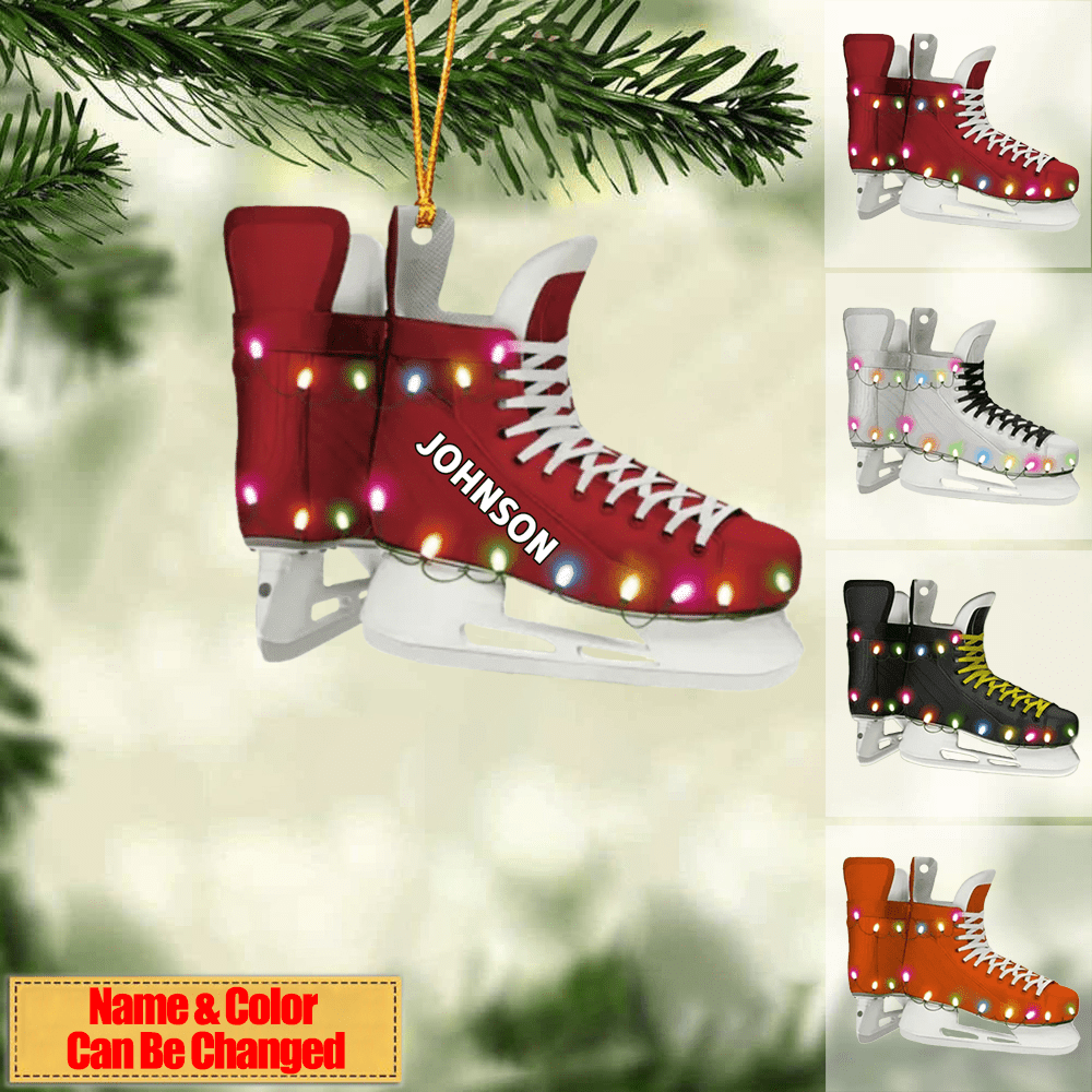 Ice Hockey Skates - Personalized Hockey Acrylic Christmas Ornament - Gift For Hockey Players