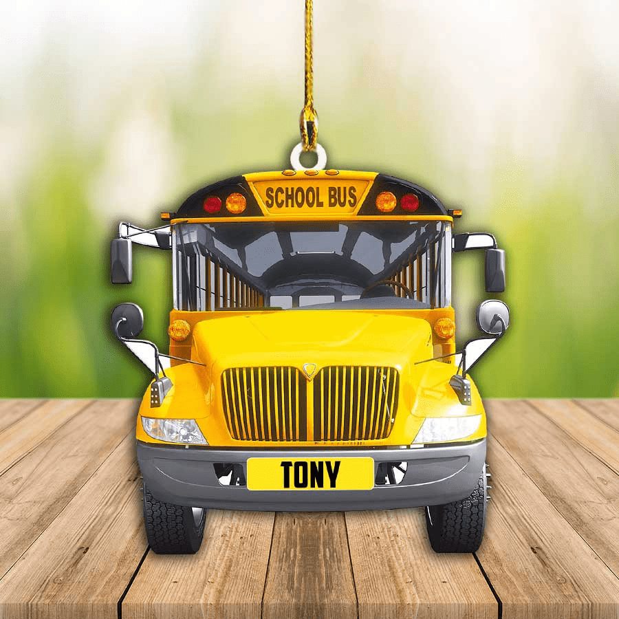 Personalized School Bus Christmas Ornament