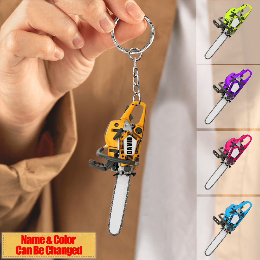 Personalized Colorful Arborist Christmas Keychain for Dad, Custom Shaped Arborist Keychain for Him