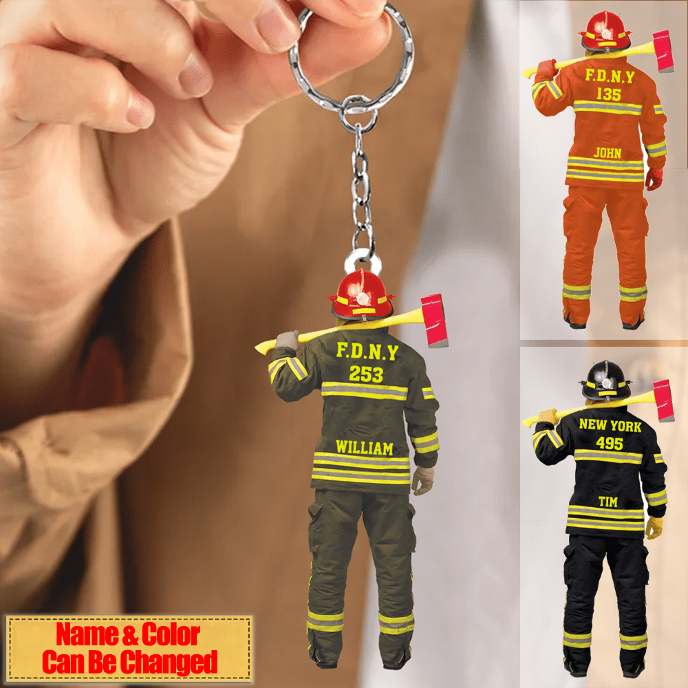 Personalized Keychain Gifts For Firefighter - Custom Keychain Gift For Fireman
