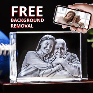Personalized Custom Photo engraved Crystal - Crystal Rectangle For Valentine's Day, Memorial Day. A Great Gift to Treasure.