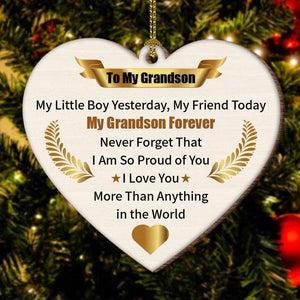 To My Grandson-My Grandson Forever- Wood Ornament