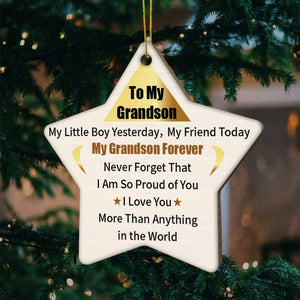To My Grandson-My Grandson Forever- Wood Ornament