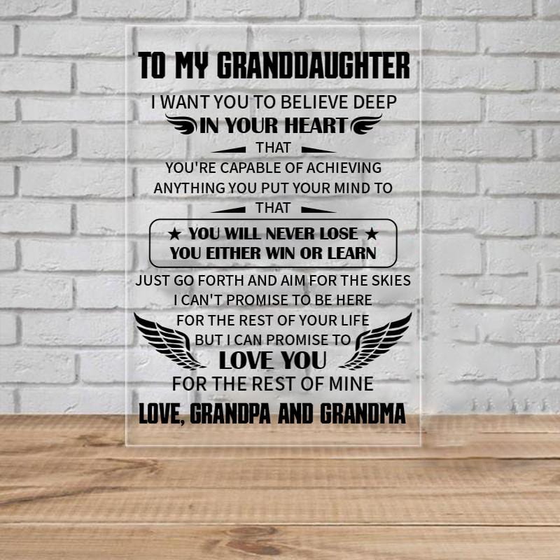 To My GrandDaughter - You Will Never Lose Keychain and Nigh Light Plaque