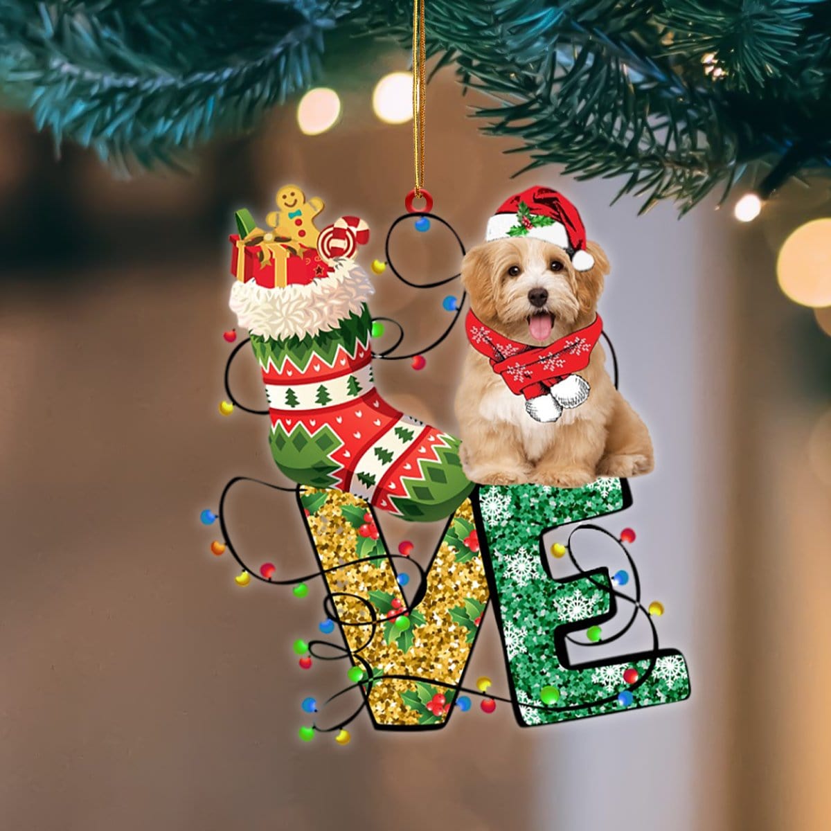 Havanese LOVE Stocking Merry Christmas Hanging Ornament