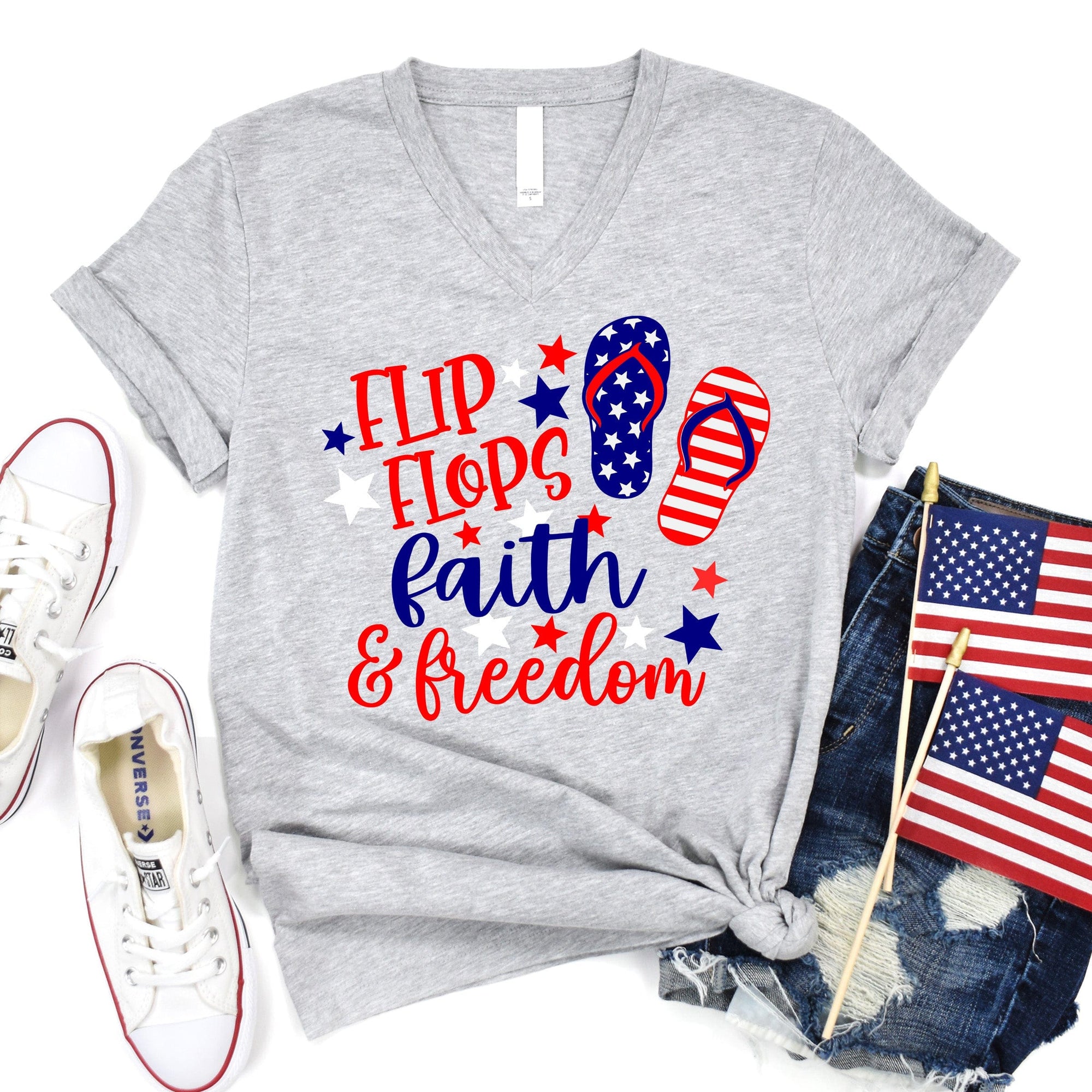 Flip Flops, Faith, & Freedom V-Neck