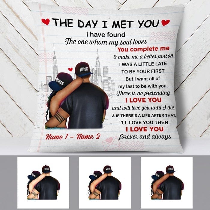Personalized Couple The Day I Met You Pillow
