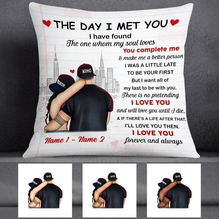 Personalized Couple The Day I Met You Pillow