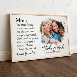 Mom Thank You So Much For Everything Personalized Canvas Print, Mother Gift