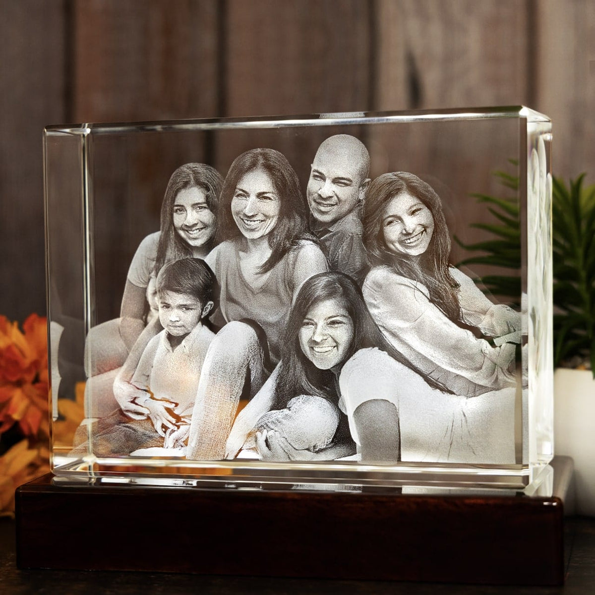 Personalized Custom Photo engraved Crystal - Crystal Rectangle For Valentine's Day, Memorial Day. A Great Gift to Treasure.