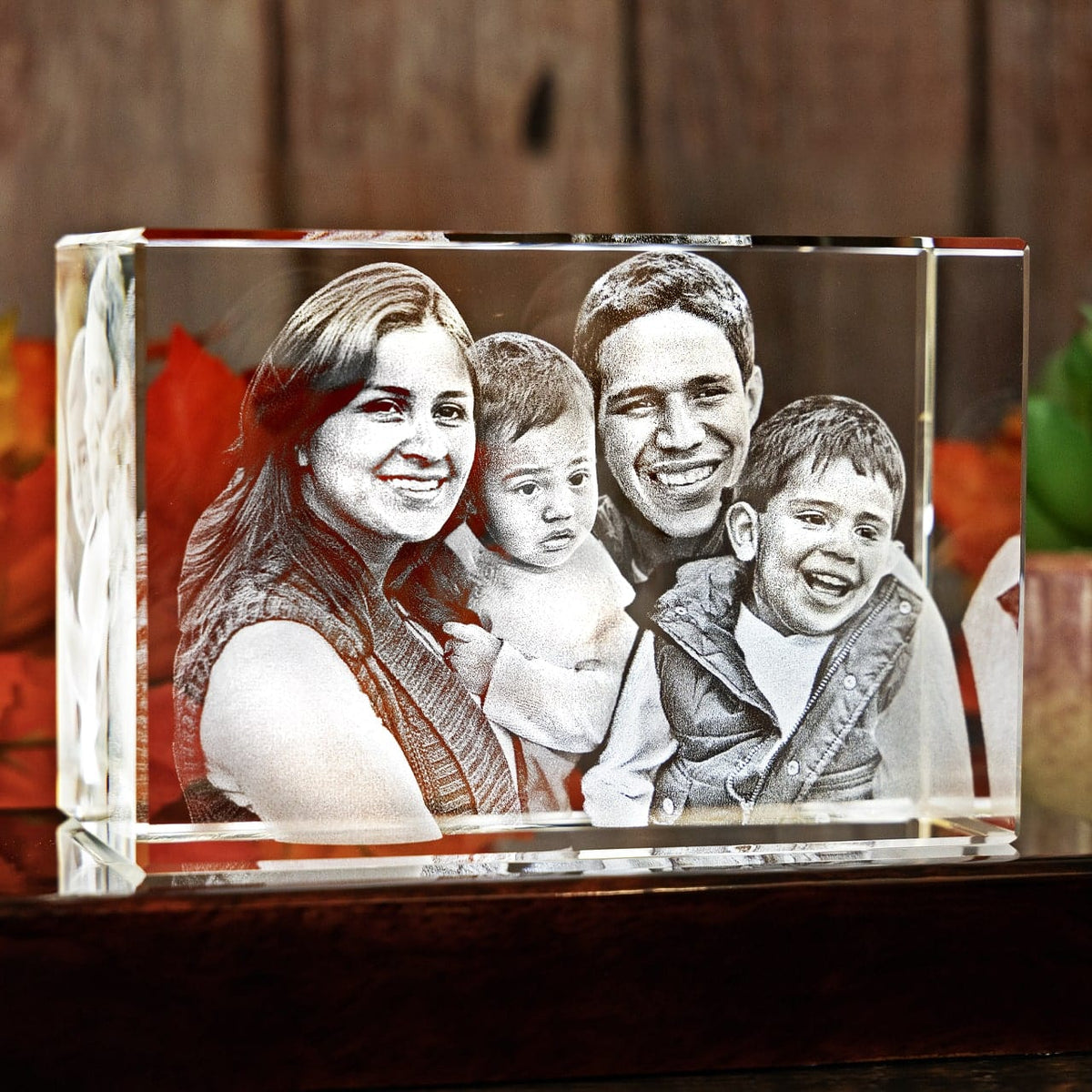 Personalized Custom Photo engraved Crystal - Crystal Rectangle For Valentine's Day, Memorial Day. A Great Gift to Treasure.