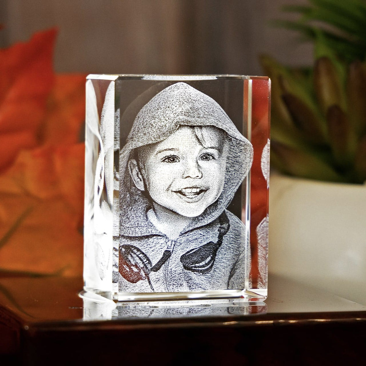 Personalized Custom Photo engraved Crystal - Crystal Rectangle For Valentine's Day, Memorial Day. A Great Gift to Treasure.