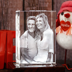 Personalized Custom Photo engraved Crystal - Crystal Rectangle For Valentine's Day, Memorial Day. A Great Gift to Treasure.