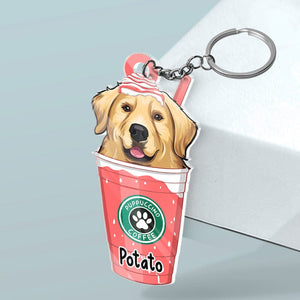 Catpuccino / Puppuccino Coffee - Dog & Cat Personalized Custom Flower Shaped Acrylic Keychain - Gift For Pet Owners, Pet Lovers