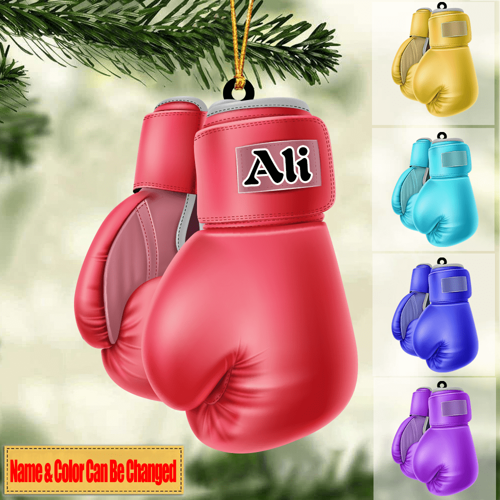 Personalized Boxing Glove Acrylic Christmas Ornament - Housewarming Gift, Sports Lover, UFC Decor Gift