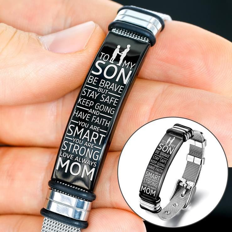 Mom To Son - Be Brave - Premium Stainless Steel Bracelet