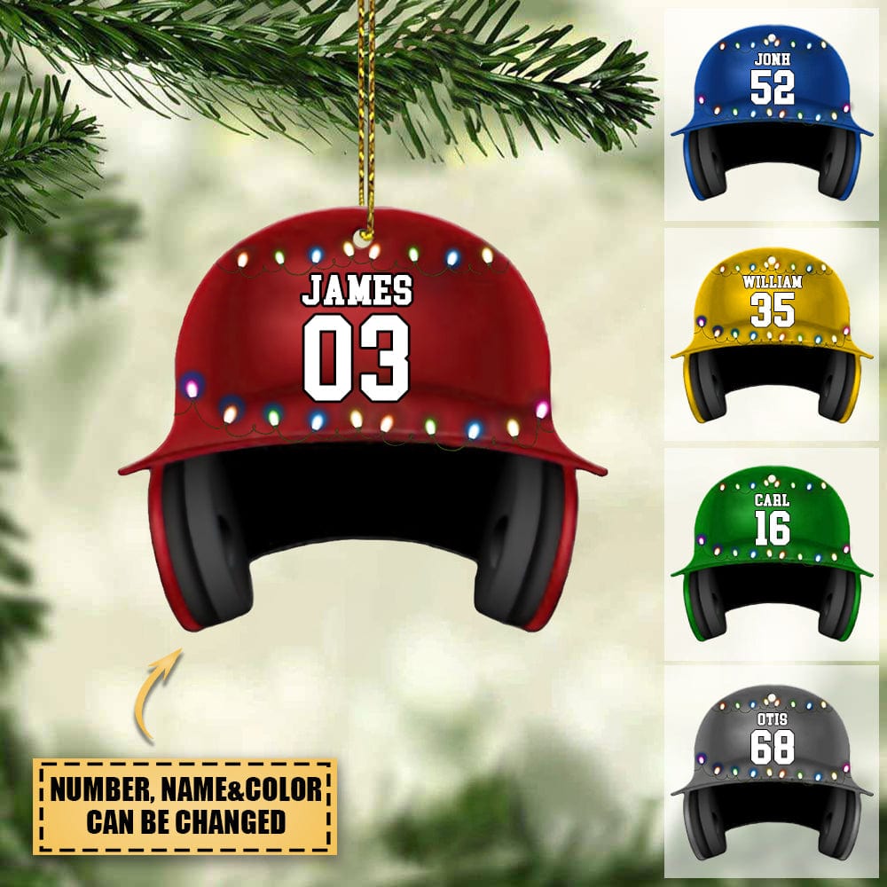 Personalized Baseball Helmet Flat Ornament - Gift For Baseball Lovers