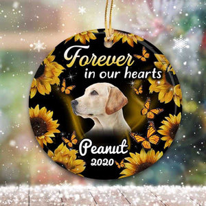 Forever Heart Sunflower Dogs Memorial Circle Ornament