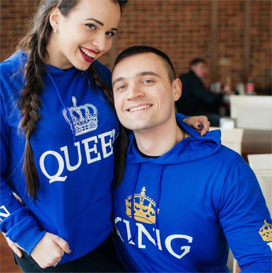 Blue King & Queen Hoodies