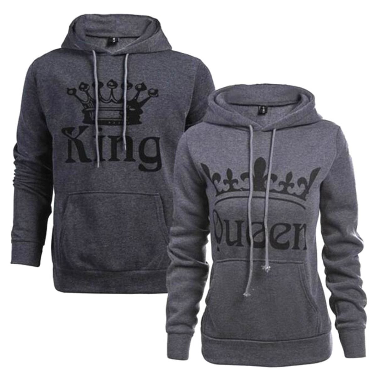 Gray King & Queen Hoodies
