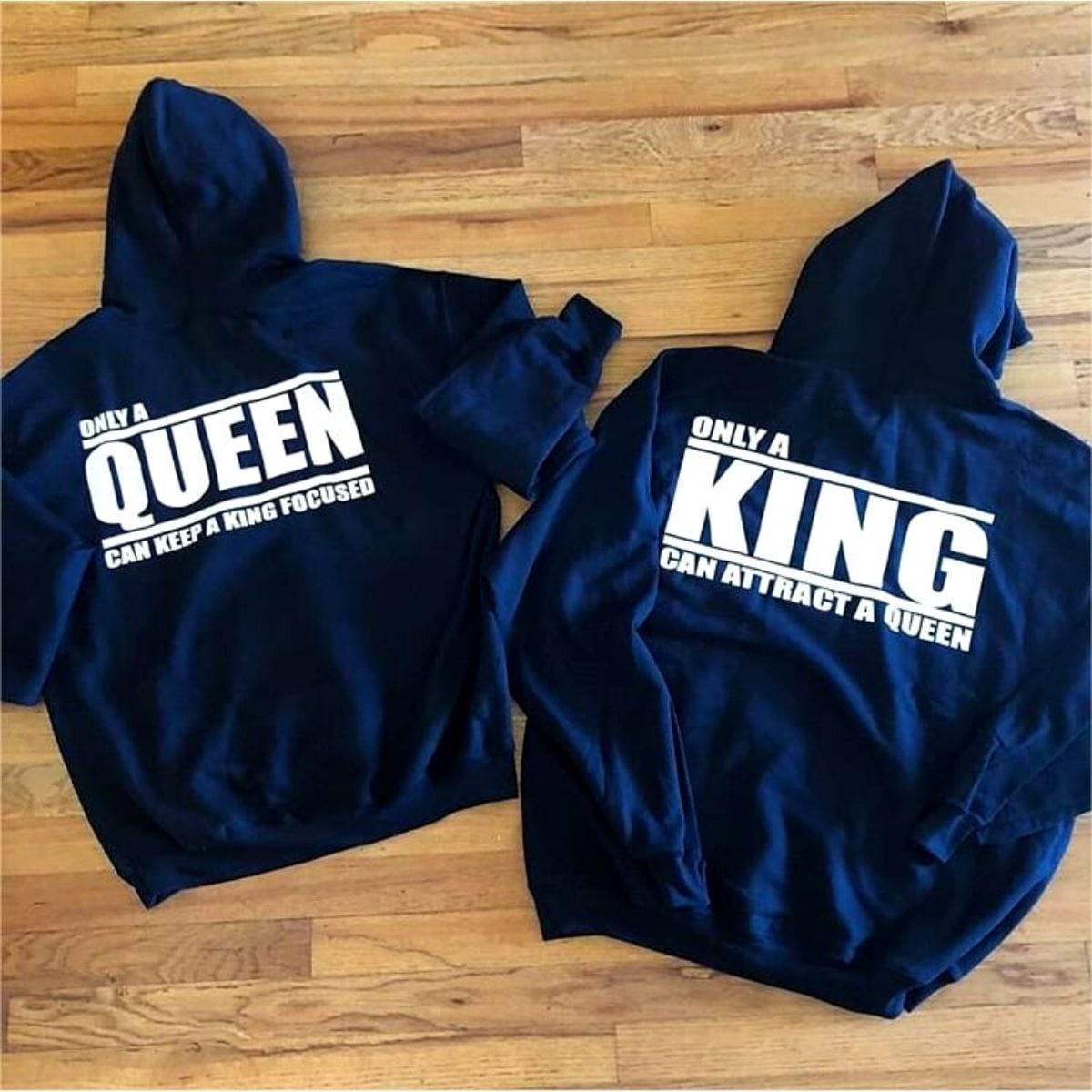 King and queen top hoodies blue