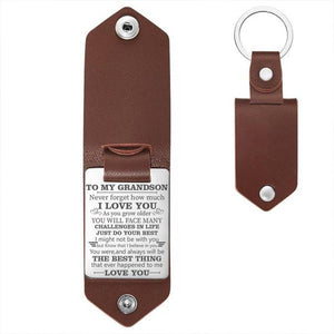To My Grandson-Just Do Your Best-Leather Keychain