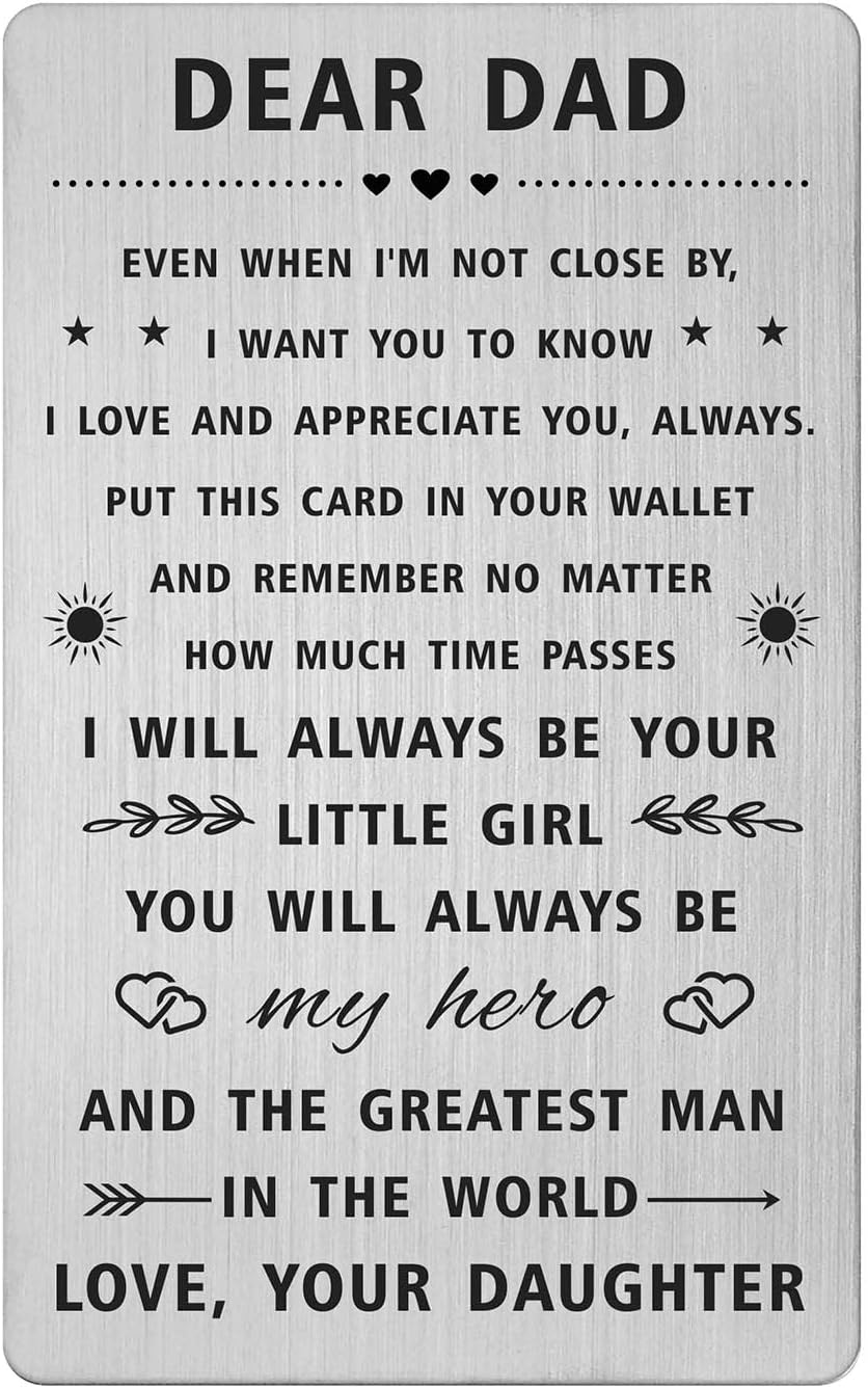 Dad Gifts from Daughter/Son, Wallet Card for My Daddy, Personalized Wedding Day Gift for Dad