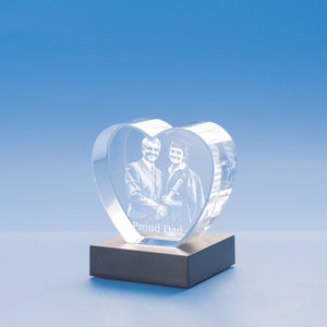 Personalized Custom Photo engraved Heart Shape Crystal - Crystal Hear Shape For Valentine's Day, Memorial Day. A Great Gift to Treasure.