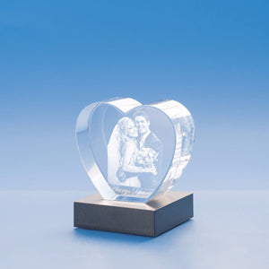 Personalized Custom Photo engraved Heart Shape Crystal - Crystal Hear Shape For Valentine's Day, Memorial Day. A Great Gift to Treasure.