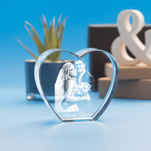 Personalized Custom Photo engraved Heart Shape Crystal - Crystal Hear Shape For Valentine's Day, Memorial Day. A Great Gift to Treasure.